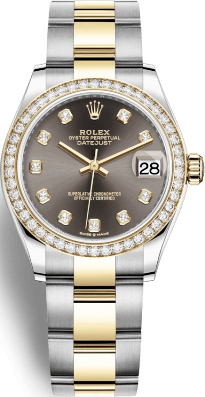 Rolex,Datejust 31 31mm,31mm,Yellow Gold,Stainless Steel,Grey,Automatic,Day,55hours,278383RBR,278383RBR-0021
