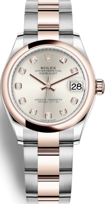 Rolex,Datejust 31 31mm,31mm,Rose Gold,Stainless Steel,Silver,Automatic,Day,55hours,278241,278241-0015