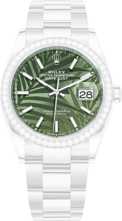 Rolex,Datejust 36 36mm,36mm,White Gold,Stainless Steel,Green,Automatic,Day,70hours,126284RBR,126284RBR-0040