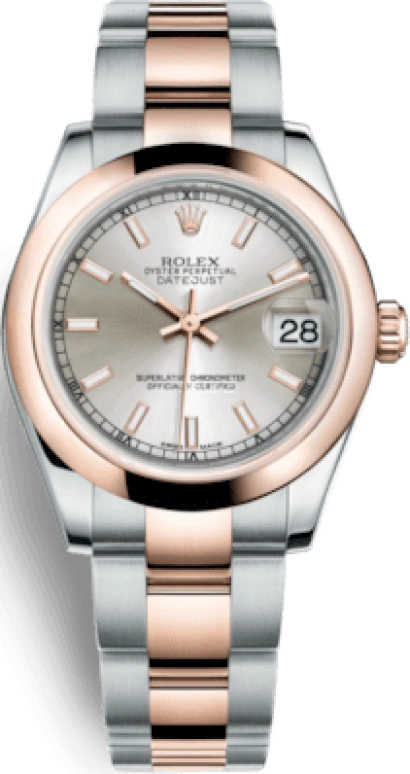 Rolex,Datejust 31 31mm,31mm,Rose Gold,Stainless Steel,Silver,Automatic,Day,48hours,178241,178241-0002