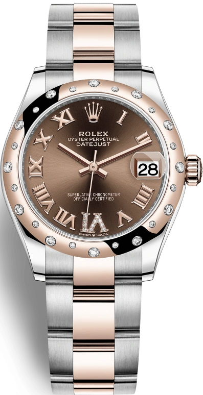 Rolex,Datejust 31 31mm,31mm,Rose Gold,Stainless Steel,Brown,Automatic,Day,55hours,278341RBR,278341RBR-0003