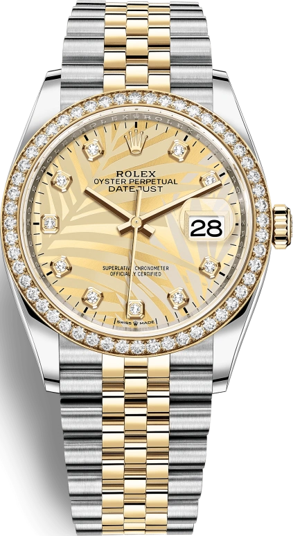 Rolex,Datejust 36 36mm,36mm,Yellow Gold,Stainless Steel,Champagne,Automatic,Day,70hours,126283RBR,126283RBR-0029