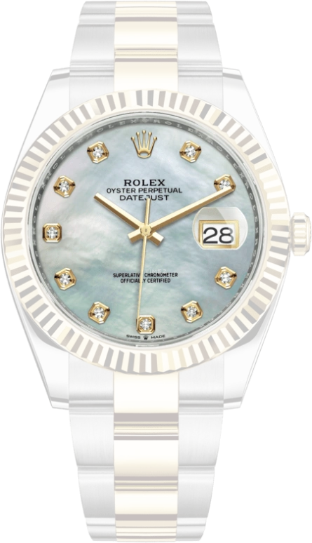 Rolex,Datejust 41 41mm,41mm,Yellow Gold,Stainless Steel,White,Automatic,Day,70hours,126333,126333-0017