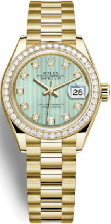Rolex,Lady-Datejust 28mm,28mm,Yellow Gold,Green,Automatic,Day,55hours,279138RBR,279138RBR-0025