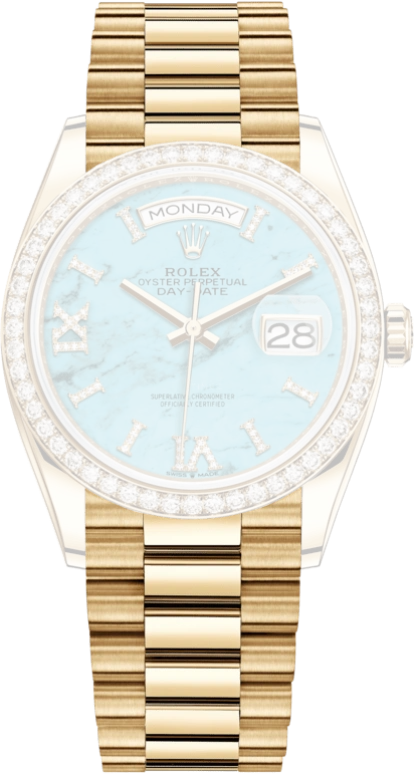 Rolex,Day-Date 36 36mm,36mm,Yellow Gold,Blue,Ice Blue,Automatic,Date,Day,Georgina Rodríguez,128348RBR,128348RBR-0037