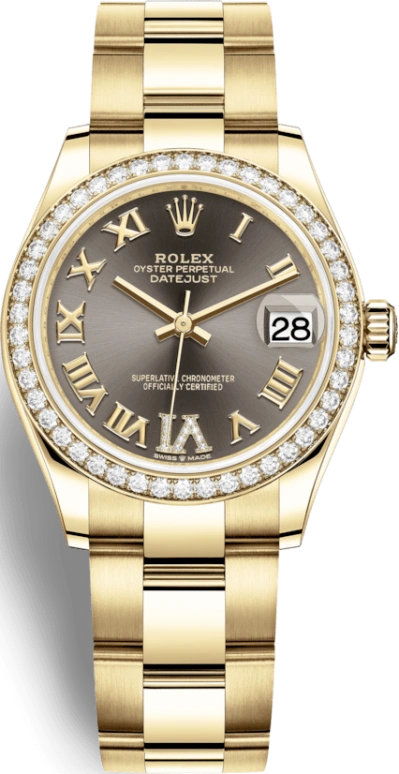 Rolex,Datejust 31 31mm,31mm,Yellow Gold,Grey,Automatic,Day,55hours,278288RBR,278288RBR-0025