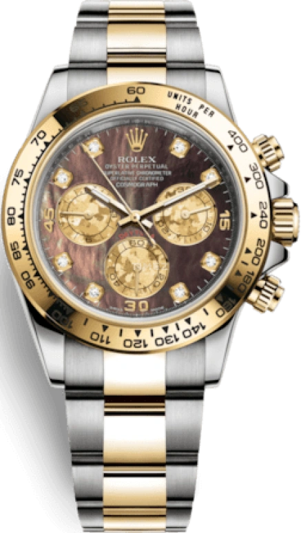 Rolex,Daytona 40mm,40mm,Yellow Gold,Stainless Steel,Black,Automatic,Chronograph,Column Wheel,116503,116503-0009