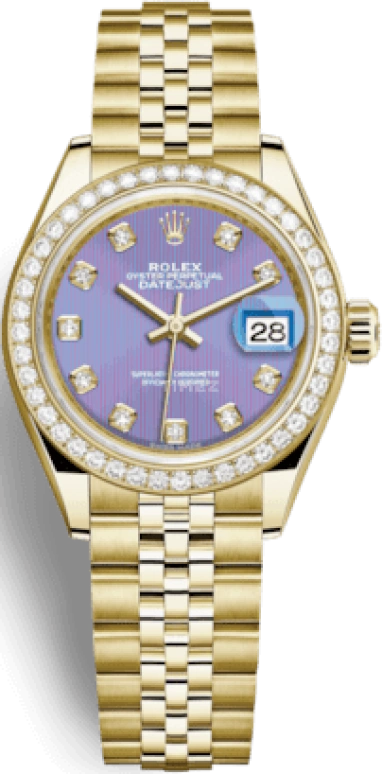Rolex,Lady-Datejust 28mm,28mm,Yellow Gold,Purple,Automatic,Day,55hours,279138RBR,279138RBR-0028