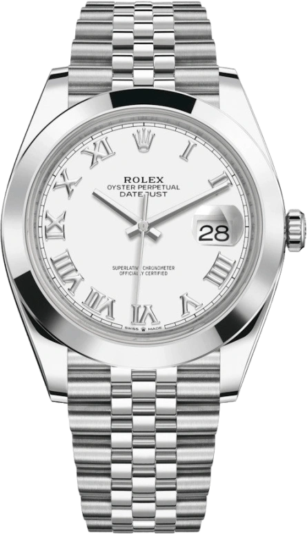 Rolex,Datejust 41 41mm,41mm,Stainless Steel,White,Automatic,Day,70hours,126300,126300-0016