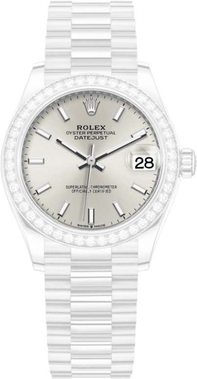 Rolex,Datejust 31 31mm,31mm,White Gold,Silver,Automatic,Day,55hours,278289RBR,278289RBR-0012