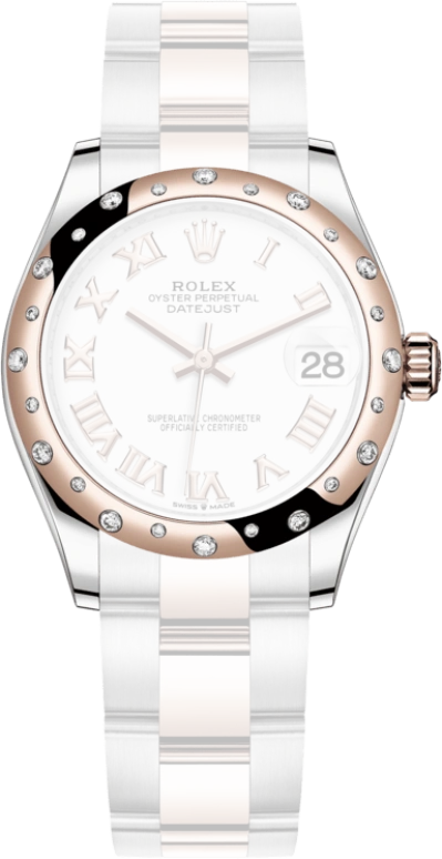 Rolex,Datejust 31 31mm,31mm,Rose Gold,Stainless Steel,White,Automatic,Day,55hours,278341RBR,278341RBR-0001