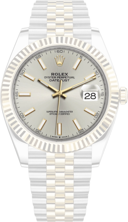 Rolex,Datejust 41 41mm,41mm,Yellow Gold,Stainless Steel,Silver,Automatic,Day,70hours,126333,126333-0002