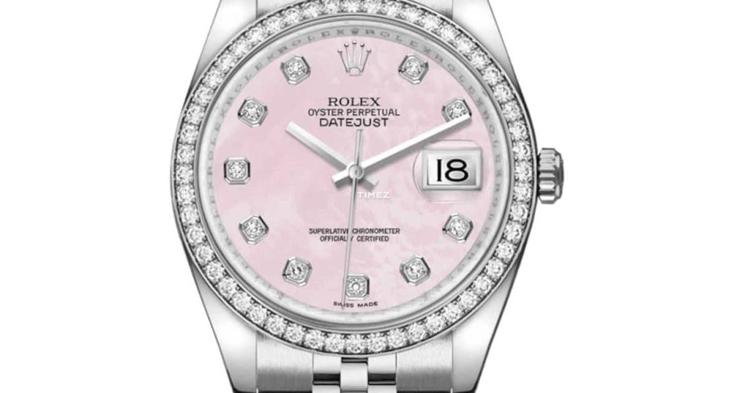 Rolex,Datejust 36 36mm,36mm,Stainless Steel,Pink,Automatic,Day,48hours,116244,116244-0013