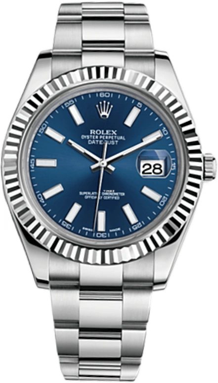 Rolex,Datejust II 41mm,41mm,White Gold,Oystersteel,Blue,Automatic,Day,48hours,116334,116334-0005