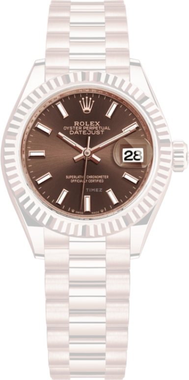 Rolex,Lady-Datejust 28mm,28mm,Everose Gold,Brown,Automatic,Day,55hours,279175,279175-0007