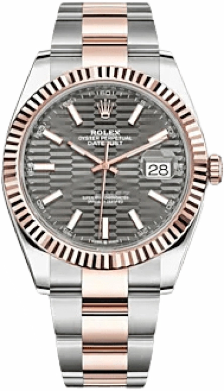 Rolex,Datejust 41 41mm,41mm,Rose Gold,Stainless Steel,Grey,Automatic,Day,70hours,126331,126331-0019