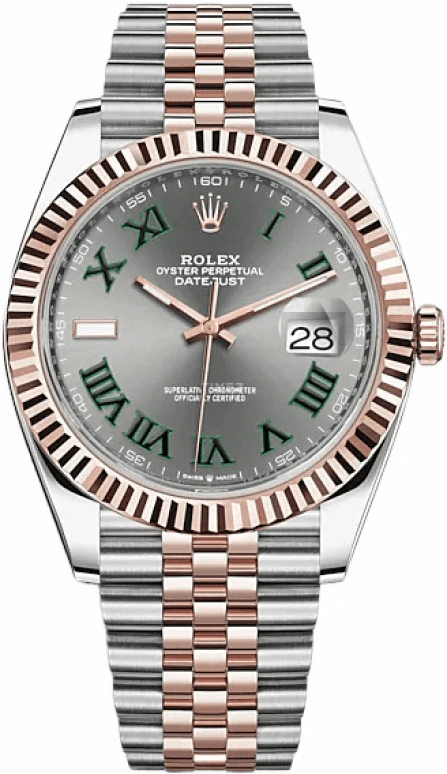 Rolex,Datejust 41 41mm,41mm,Rose Gold,Stainless Steel,Grey,Automatic,Day,70hours,126331,126331-0016