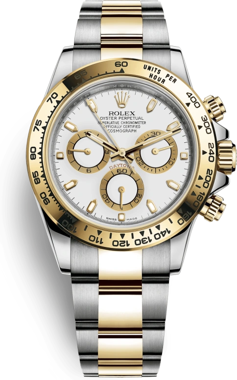 Rolex,Daytona 40mm,40mm,Yellow Gold,Stainless Steel,White,Automatic,Chronograph,Column Wheel,116503,116503-0001