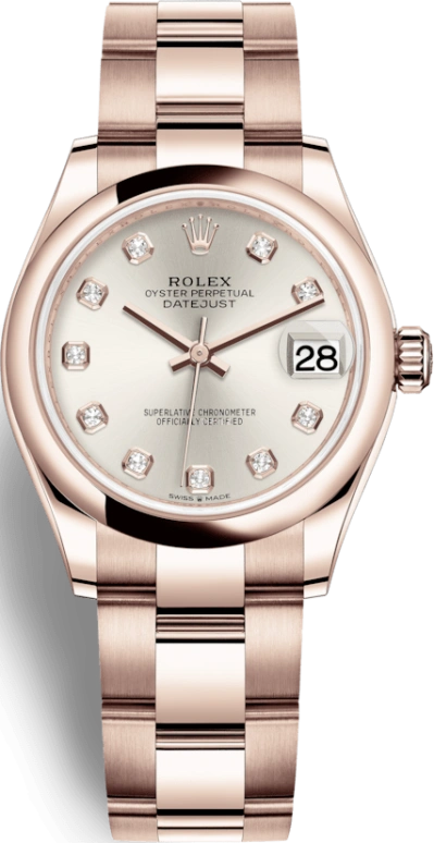 Rolex,Datejust 31 31mm,31mm,Rose Gold,Silver,Automatic,Day,55hours,278245,278245-0037