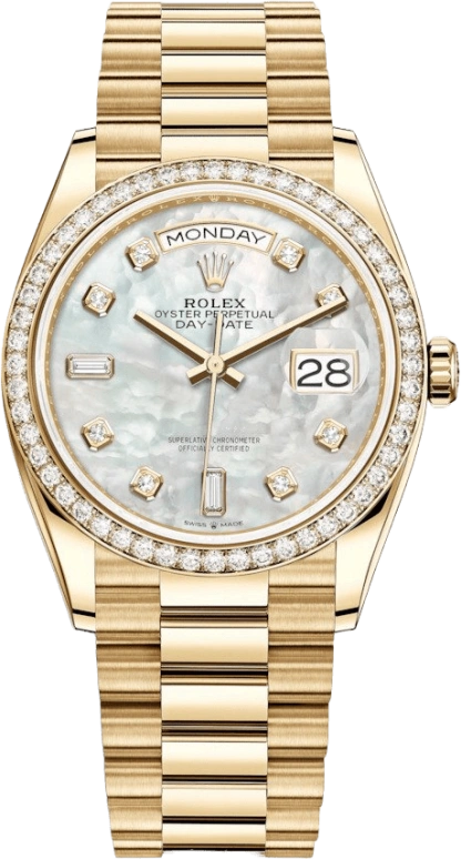 Rolex,Day-Date 36 36mm,36mm,Yellow Gold,White,Automatic,Date,Day,128348RBR,128348RBR-0017