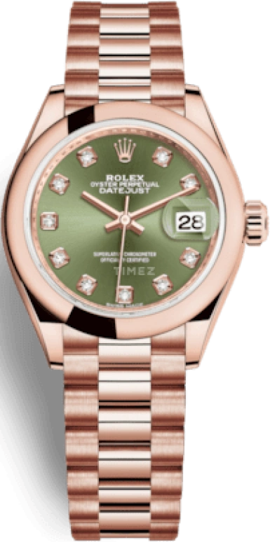 Rolex,Lady-Datejust 28mm,28mm,Rose Gold,Green,Automatic,Day,55hours,279165,279165-0011