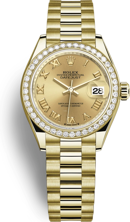 Rolex,Lady-Datejust 28mm,28mm,Yellow Gold,Champagne,Automatic,Day,48hours,279138RBR,279138RBR-0021