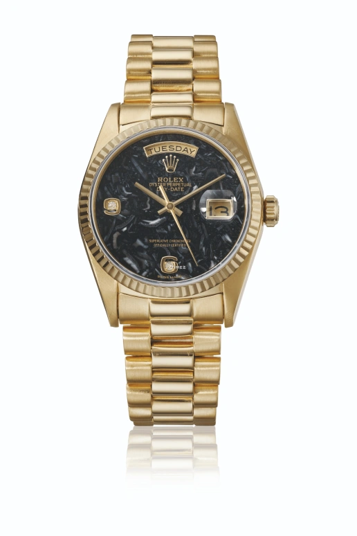 Rolex,Day-Date 36 36mm,36mm,Yellow Gold,Black,Automatic,Date,Day,18038 Ammonite