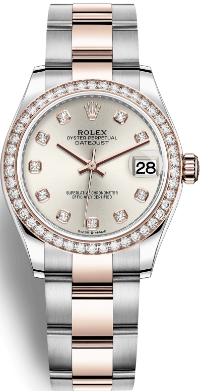 Rolex,Datejust 31 31mm,31mm,Rose Gold,Stainless Steel,Silver,Automatic,Day,55hours,278381RBR,278381RBR-0015