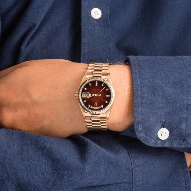 Rolex,Day-Date 36 36mm,36mm,Yellow Gold,Brown,Gradient,Black,Automatic,Date,Day,18238 Brown Vignette Dial