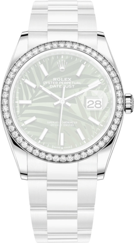 Rolex,Datejust 36 36mm,36mm,White Gold,Stainless Steel,Green,Automatic,Day,70hours,126284RBR,126284RBR-0040