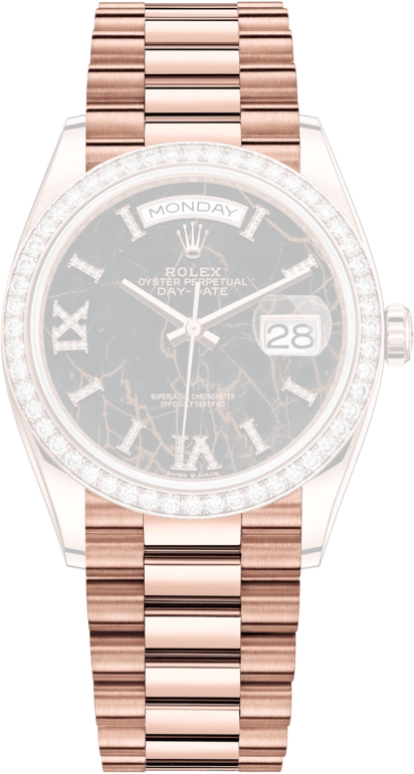 Rolex,Day-Date 36 36mm,36mm,Everose Gold,Black,Automatic,Date,Day,128345RBR,128345RBR-0044
