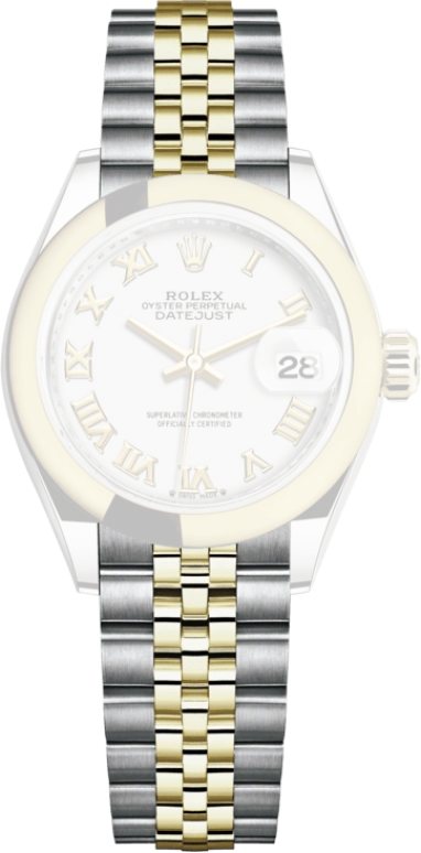Rolex,Lady-Datejust 28mm,28mm,Yellow Gold,Stainless Steel,White,Automatic,Day,55hours,279163,279163-0023