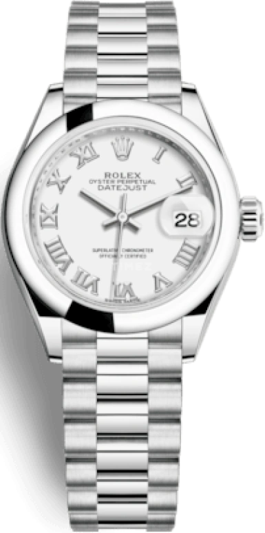 Rolex,Lady-Datejust 28mm,28mm,Platinum,White,Automatic,Day,55hours,279166,279166-0013