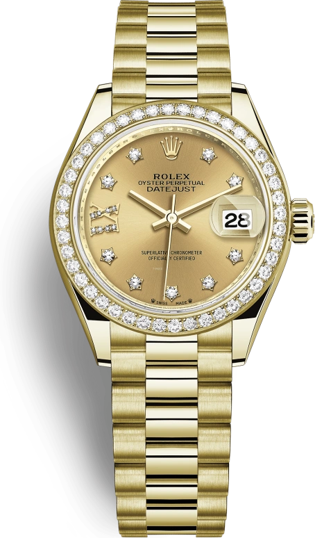 Rolex,Lady-Datejust 28mm,28mm,Yellow Gold,Champagne,Automatic,Day,55hours,279138RBR,279138RBR-0006