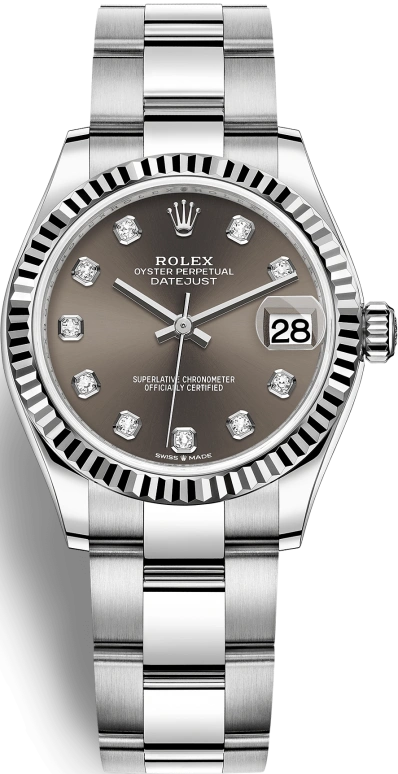 Rolex,Datejust 31 31mm,31mm,White Gold,Stainless Steel,Grey,Automatic,Day,55hours,278274,278274-0007
