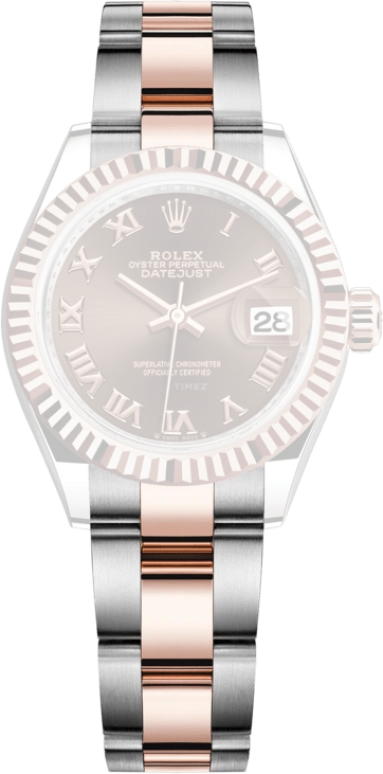 Rolex,Lady-Datejust 28mm,28mm,Rose Gold,Stainless Steel,Brown,Automatic,Day,55hours,279171,279171-0010