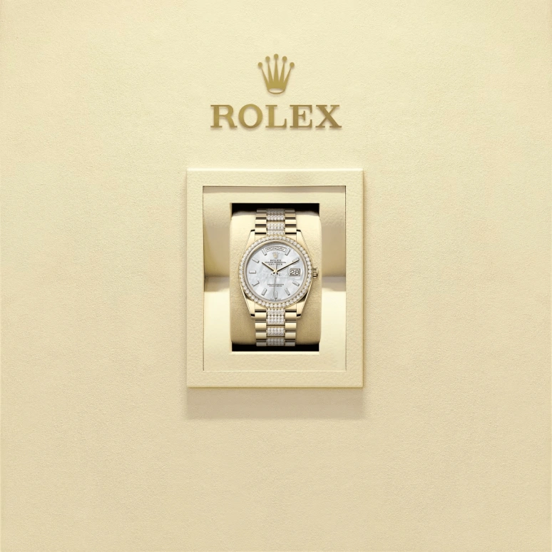 Rolex,Day-Date 36 36mm,36mm,Yellow Gold,Silver White,Automatic,Date,Day,128348RBR,128348RBR-0071