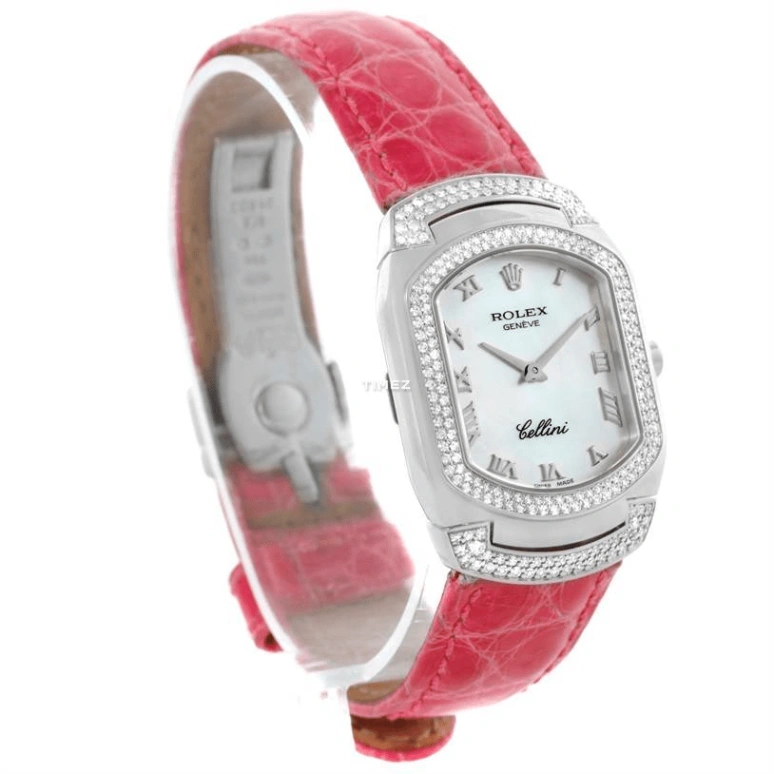 Rolex,Cellini 25x35mm,25x35mm,White Gold,White,Silver,Automatic,Sapphire,Crystal Glass,Other,6693,6693-9