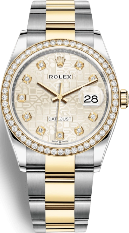 Rolex,Datejust 36 36mm,36mm,Yellow Gold,Stainless Steel,Silver,Automatic,Day,70hours,126283RBR,126283RBR-0014