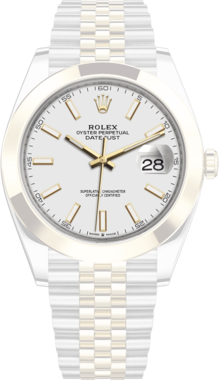 Rolex,Datejust 41 41mm,41mm,Yellow Gold,Stainless Steel,White,Automatic,Day,70hours,126303,126303-0016