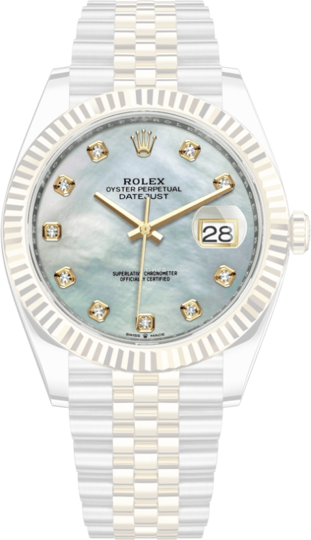 Rolex,Datejust 41 41mm,41mm,Yellow Gold,Stainless Steel,White,Automatic,Day,70hours,126333,126333-0018
