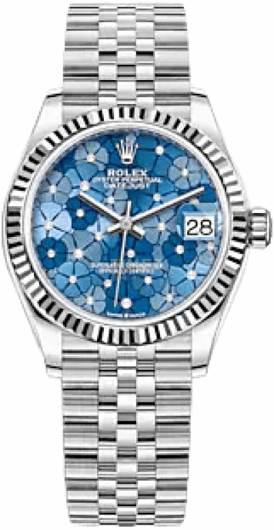 Rolex,Datejust 31 31mm,31mm,White Gold,Stainless Steel,Blue,Automatic,Day,55hours,Neymar,278274,278274-0036
