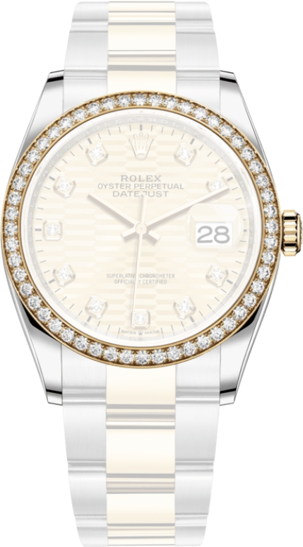 Rolex,Datejust 36 36mm,36mm,Yellow Gold,Stainless Steel,Champagne,Automatic,Day,70hours,126283RBR,126283RBR-0032
