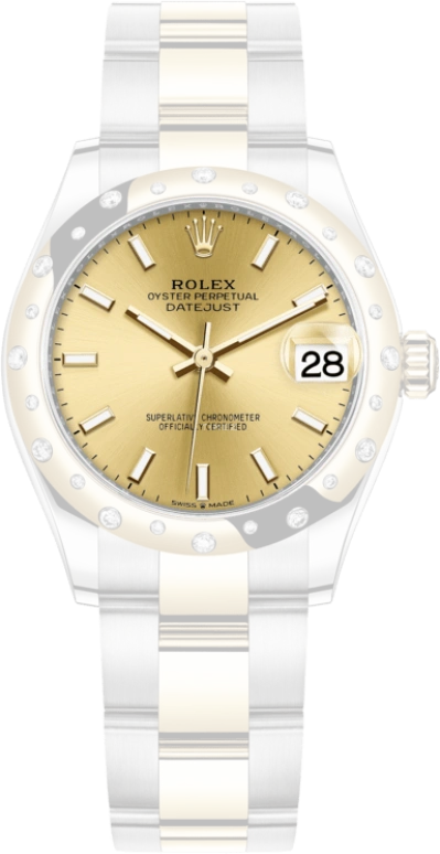 Rolex,Datejust 31 31mm,31mm,Yellow Gold,Stainless Steel,Champagne,Automatic,Day,55hours,278343RBR,278343RBR-0013