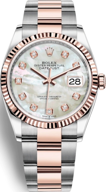 Rolex,Datejust 36 36mm,36mm,Oystersteel,Everose Gold,White,Automatic,Day,70hours,126231,126231-0022