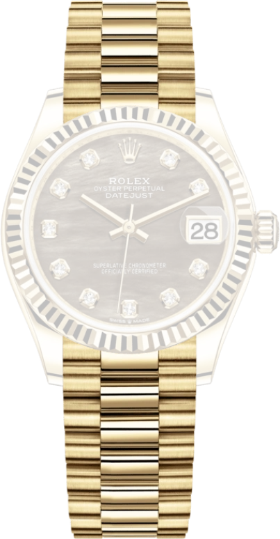 Rolex,Datejust 31 31mm,31mm,Yellow Gold,Black,Automatic,Day,55hours,278278,278278-0038