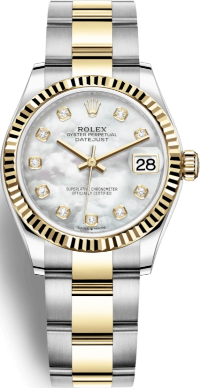 Rolex,Datejust 31 31mm,31mm,Yellow Gold,Stainless Steel,White,Automatic,Day,55hours,278273,278273-0027