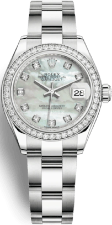 Rolex,Lady-Datejust 28mm,28mm,White Gold,Oystersteel,White,Automatic,Day,55hours,279384RBR,279384RBR-0012