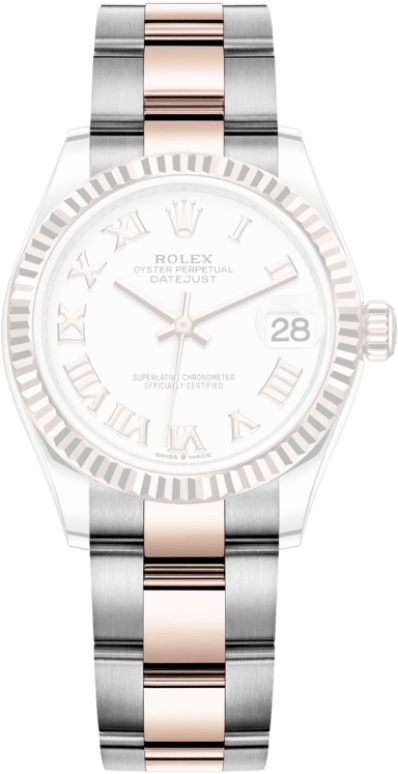 Rolex,Datejust 31 31mm,31mm,Rose Gold,Stainless Steel,White,Automatic,Day,55hours,278271,278271-0001