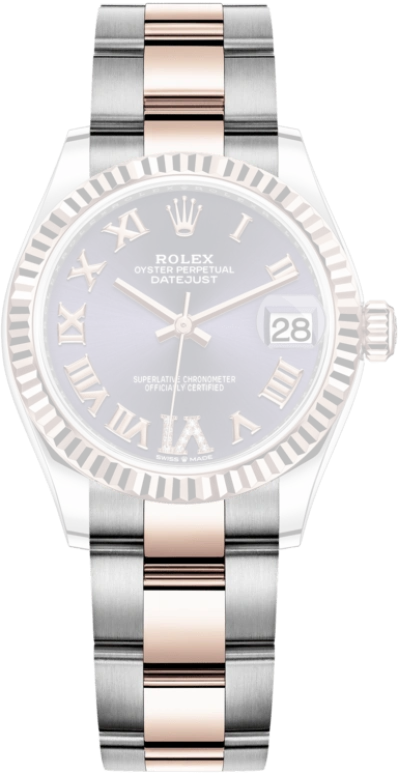 Rolex,Datejust 31 31mm,31mm,Rose Gold,Stainless Steel,Purple,Automatic,Day,55hours,278271,278271-0019